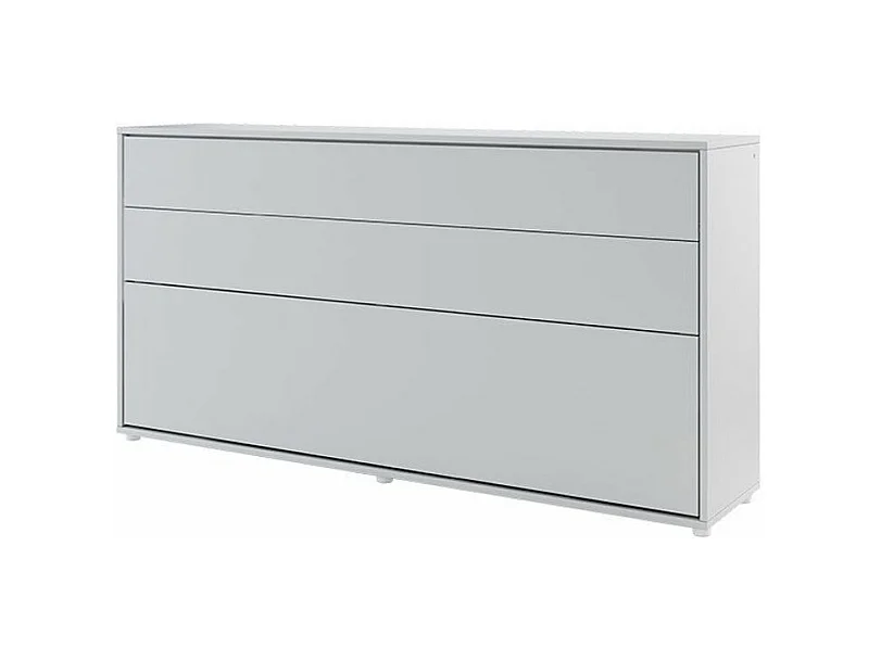 Lit escamotable horizontal avec étagères gris mat Noby 90x200-Avec Led sans veilleuses
