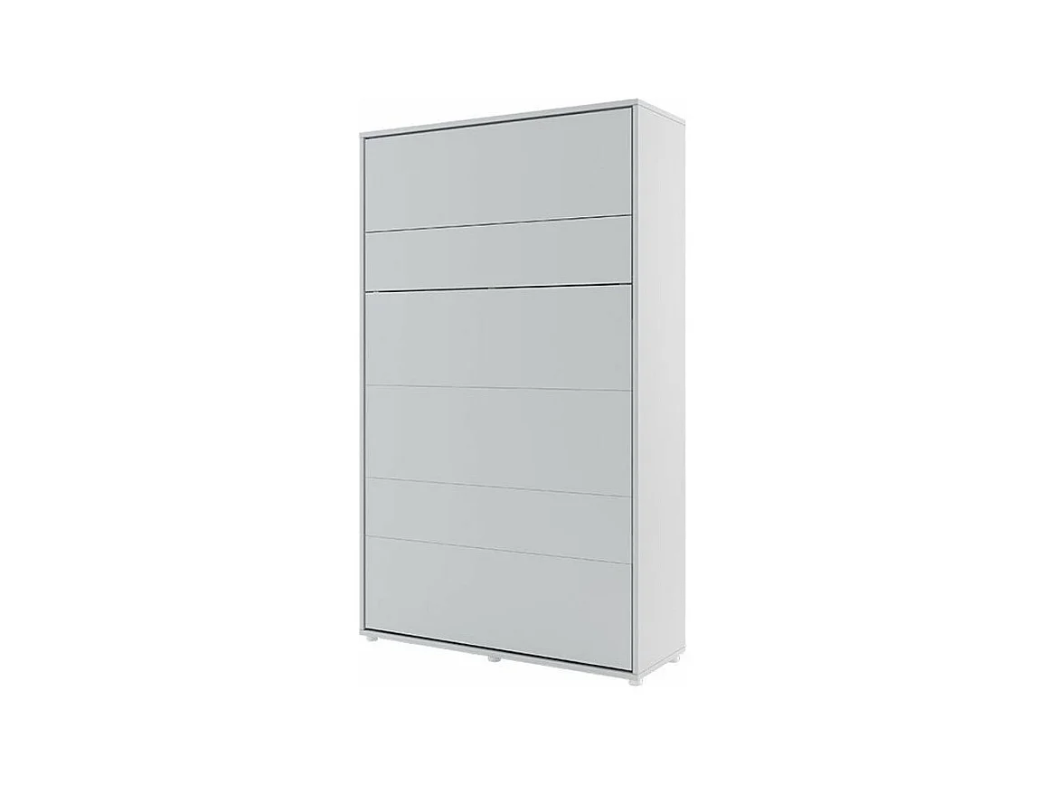 Lit escamotable vertical avec étagères gris mat Noby 90x200-Avec matelas-Avec Led sans veilleuses