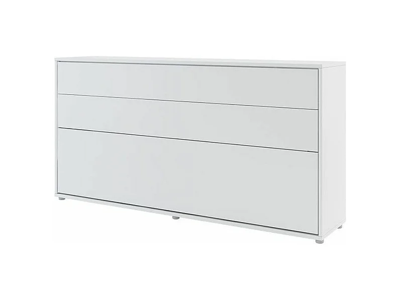 Lit escamotable horizontal avec étagères blanc mat Noby 90x200-