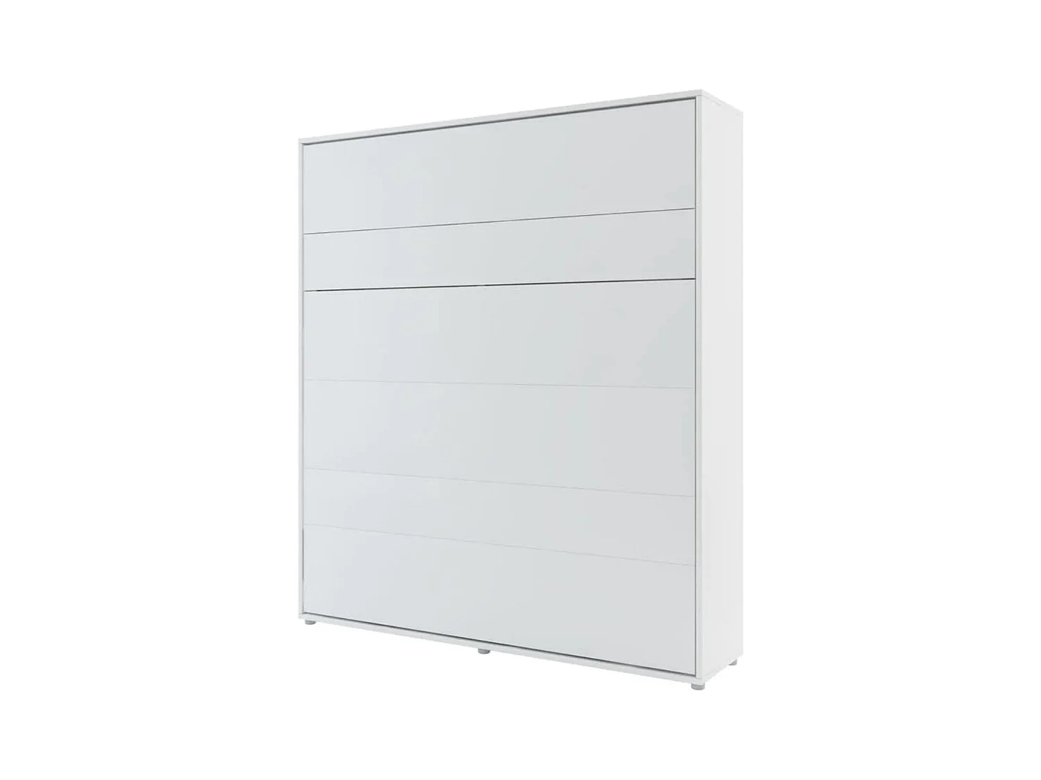 Lit escamotable vertical avec étagères blanc mat Noby 160x200-Avec matelas-Avec Led sans veilleuses