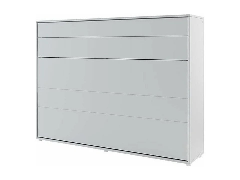 Lit escamotable horizontal avec étagères gris mat Noby 120x200-