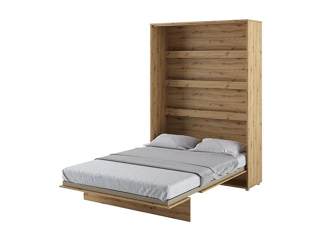 Lit escamotable vertical avec étagères chêne artisan Noby 180x200-