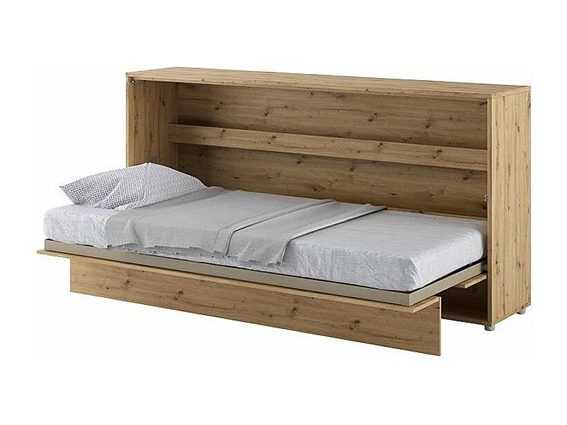 Lit escamotable horizontal avec étagères chêne artisan Noby 90x200-