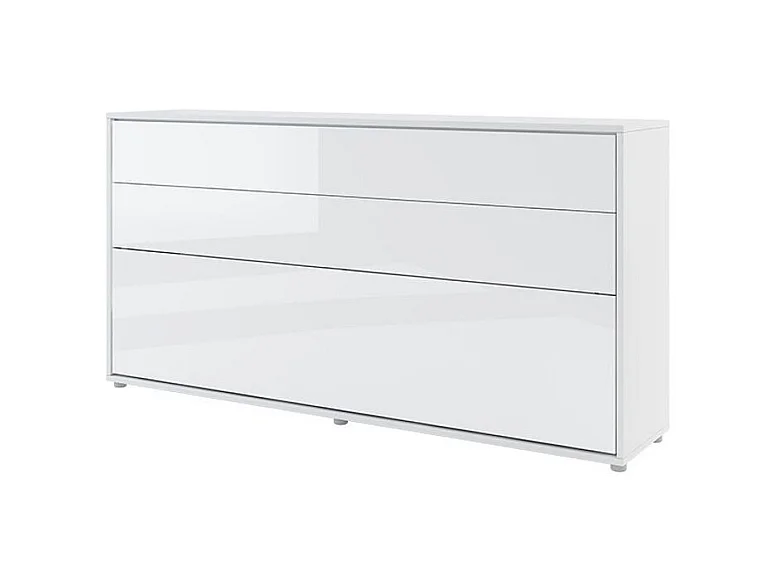 Lit escamotable horizontal avec étagères blanc brillant Noby 90x200-
