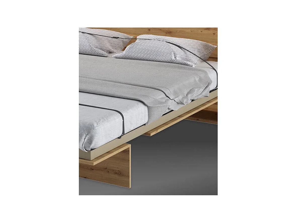 Lit escamotable horizontal avec étagères blanc brillant Noby 90x200-
