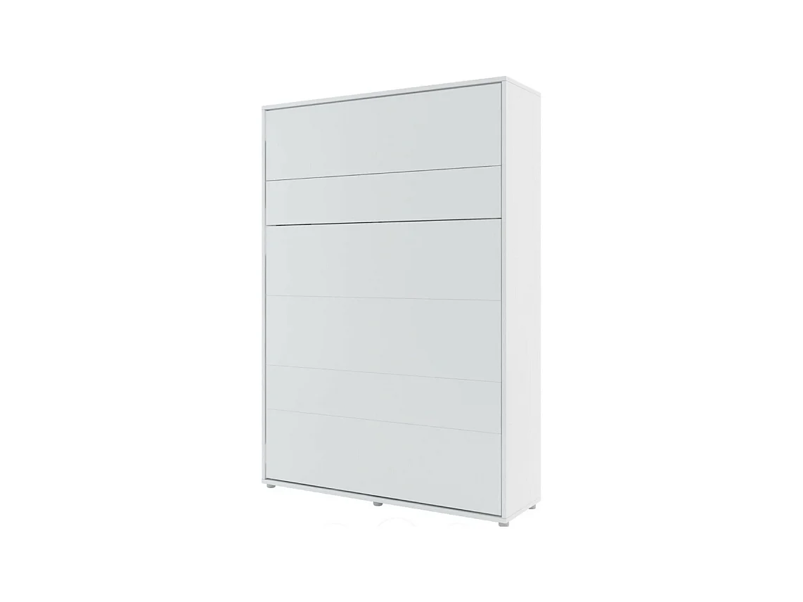 Lit escamotable vertical avec étagères blanc mat Noby 120x200-Avec Led et 2 veilleuses