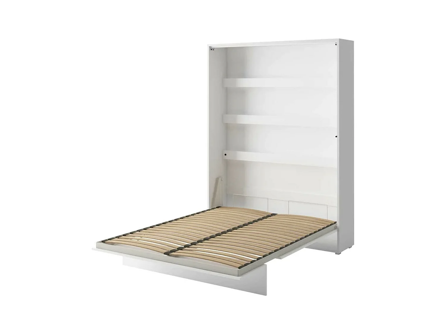 Lit escamotable vertical avec étagères blanc mat Noby 120x200-Avec Led et 2 veilleuses
