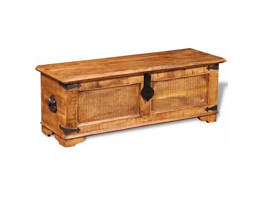 Coffre de rangement manguier massif foncé Vahina