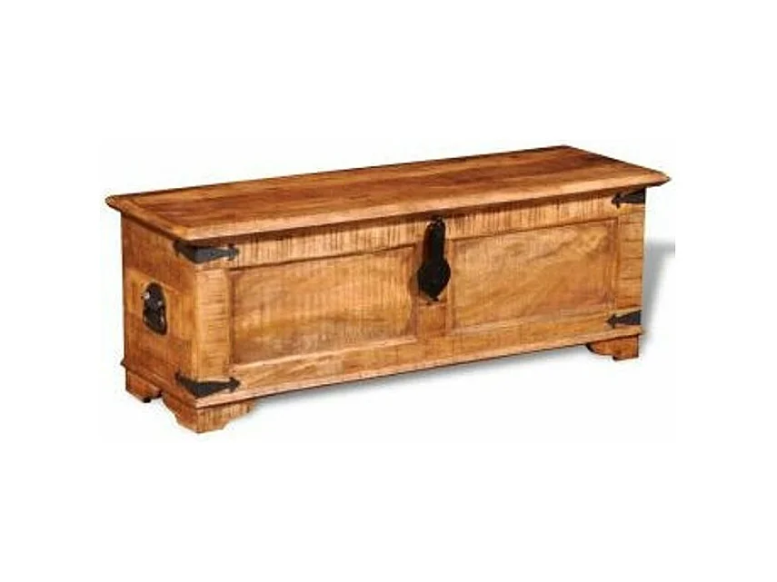 Coffre de rangement manguier massif foncé Vahina