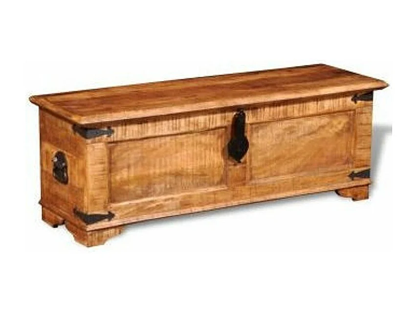 Coffre de rangement manguier massif foncé Vahina