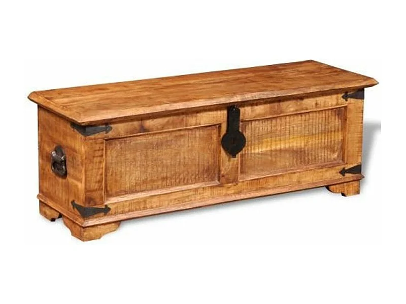 Coffre de rangement manguier massif foncé Vahina