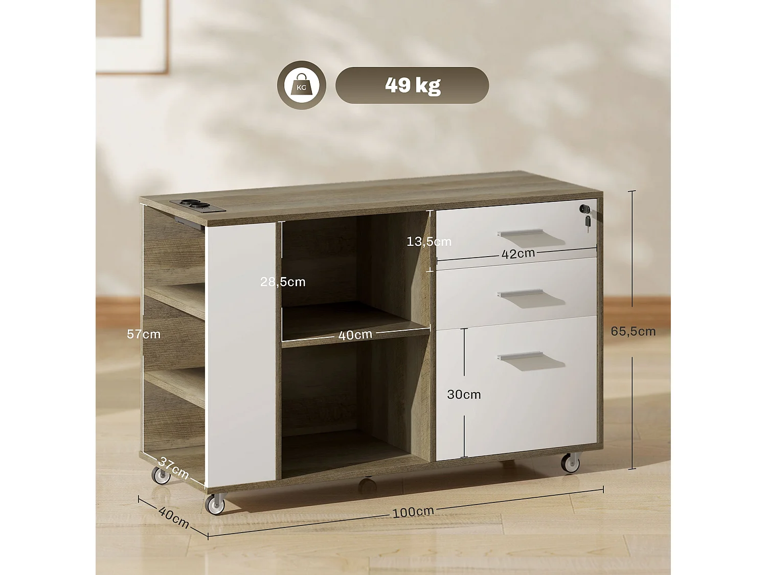 Armário Moderno Dijon - Armazenamento Vertical Elegante em Branco - 100x40x65 cm