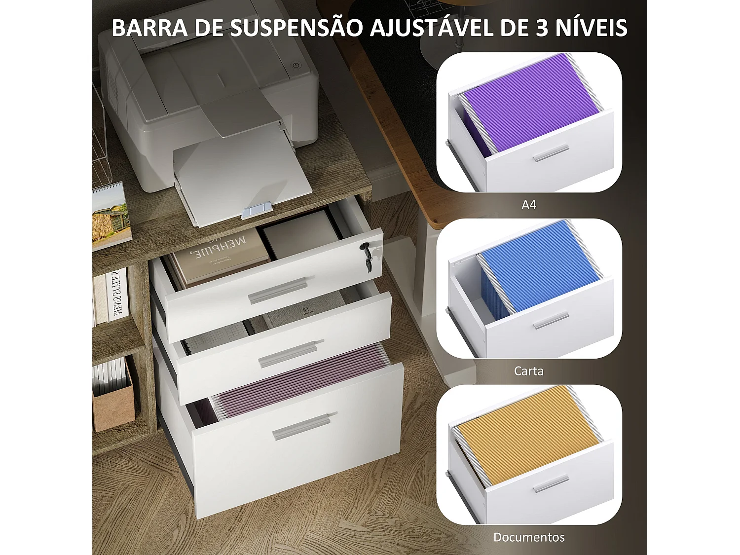 Armário Moderno Dijon - Armazenamento Vertical Elegante em Branco - 100x40x65 cm