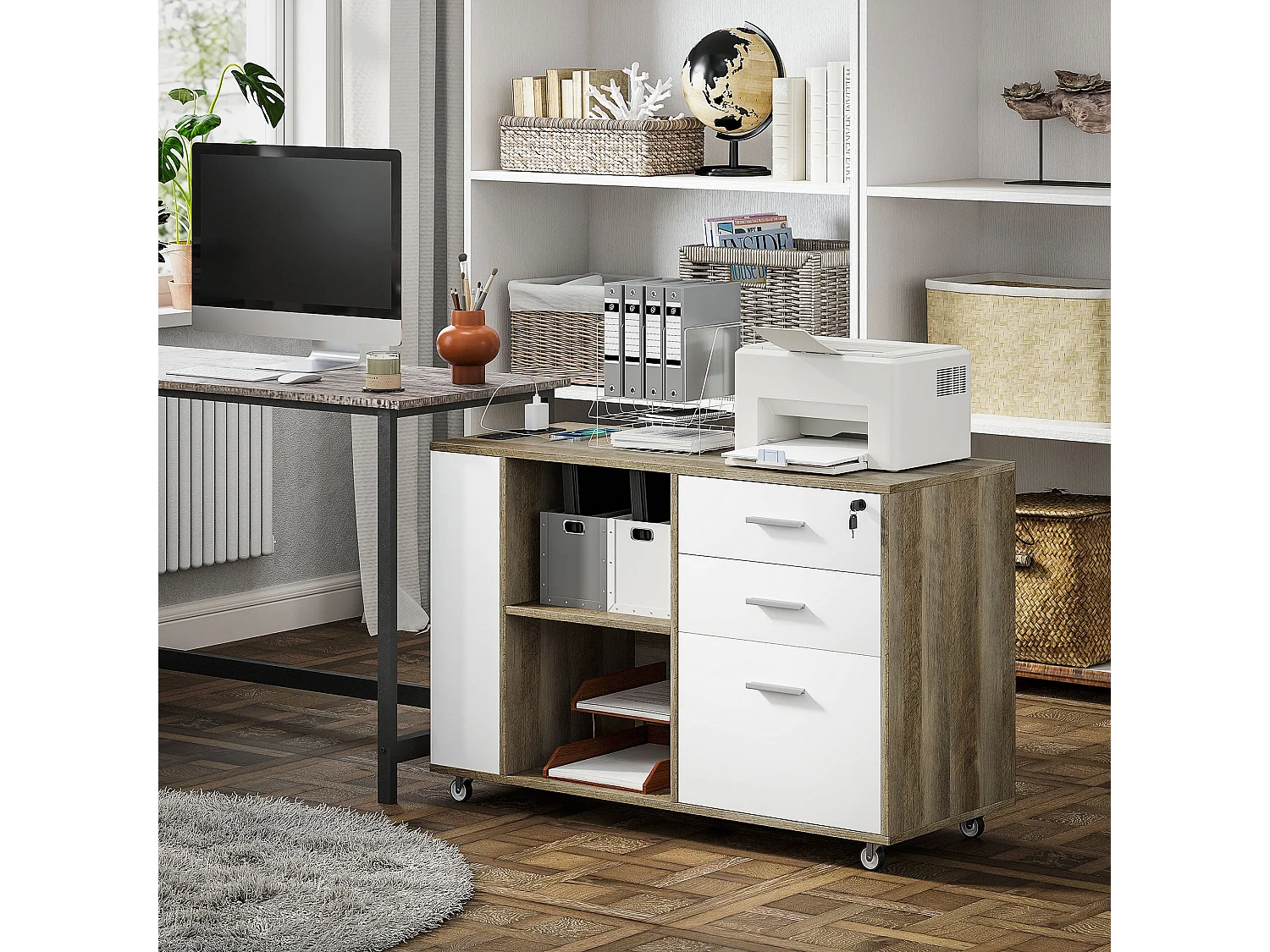 Armário Moderno Dijon - Armazenamento Vertical Elegante em Branco - 100x40x65 cm