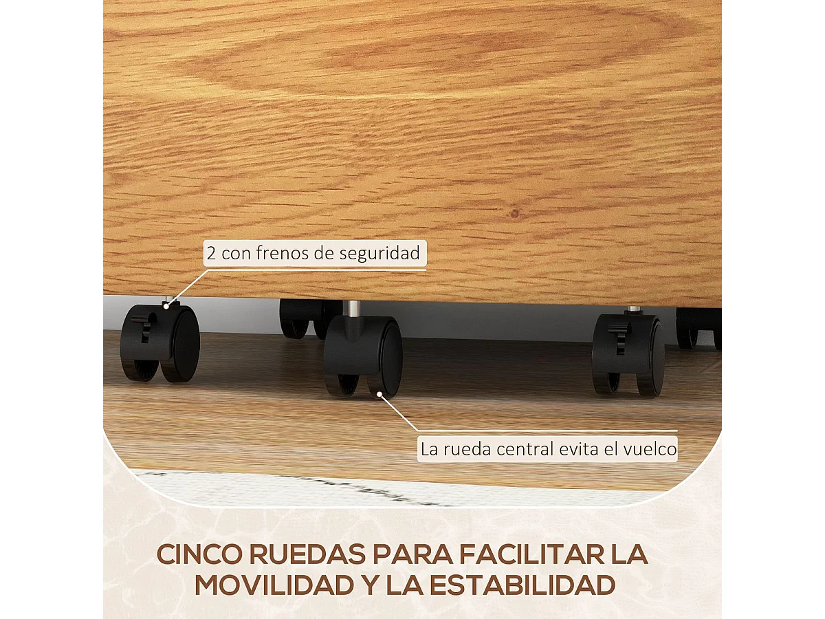 Cajonera Pyle Homcom 2 cajones + 4 ruedas blanco/natural 60x42x40 cm