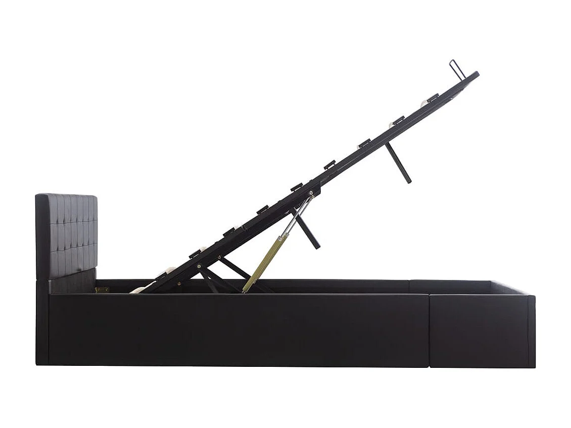 Lit coffre 140x200 simili cuir noir capitonné Rundi