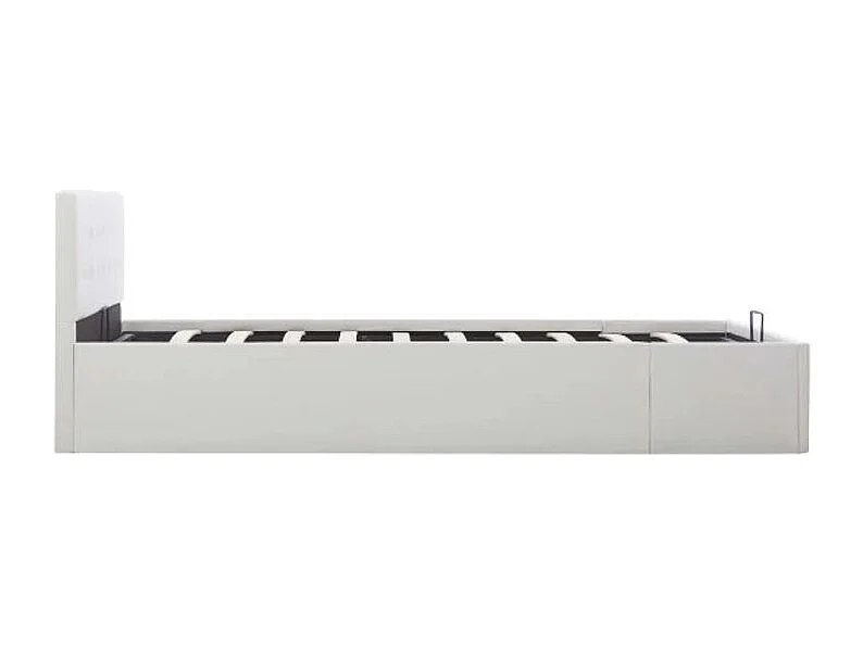 Lit coffre 140x200 simili cuir blanc capitonné Rundi