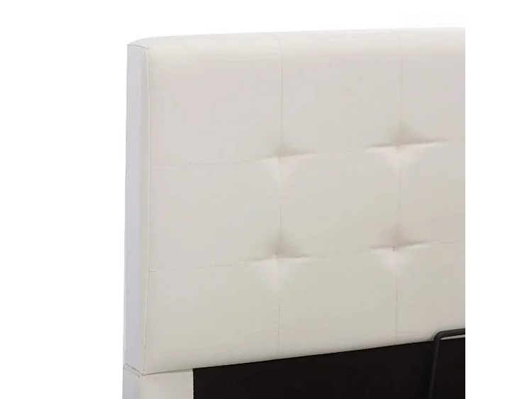 Lit coffre 140x200 simili cuir blanc capitonné Rundi