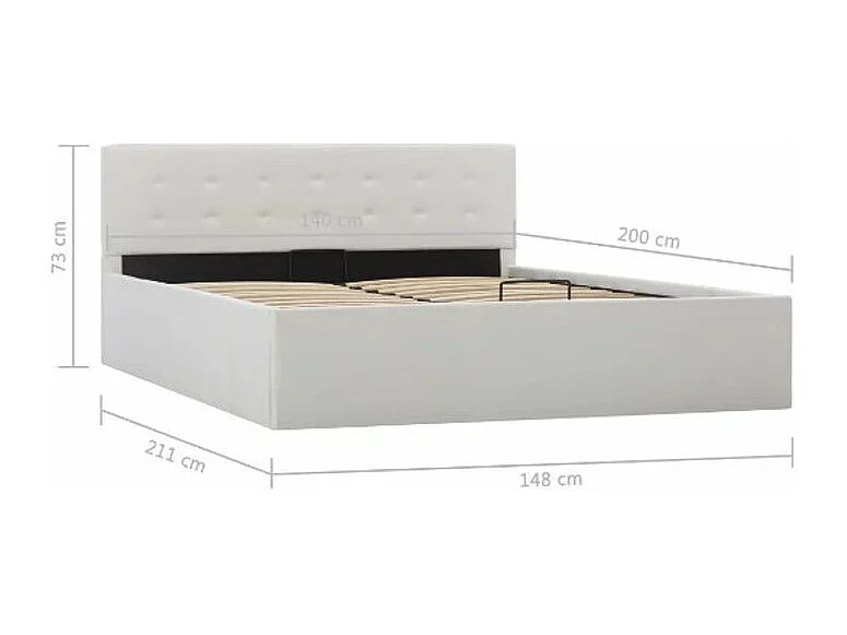 Lit coffre 140x200 simili cuir blanc capitonné Rundi