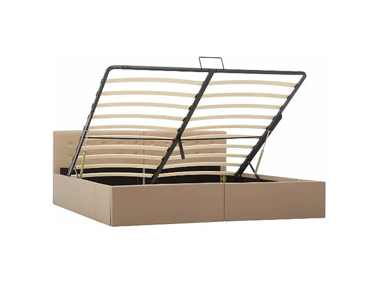 Lit coffre simili cuir beige Rundi 180x200