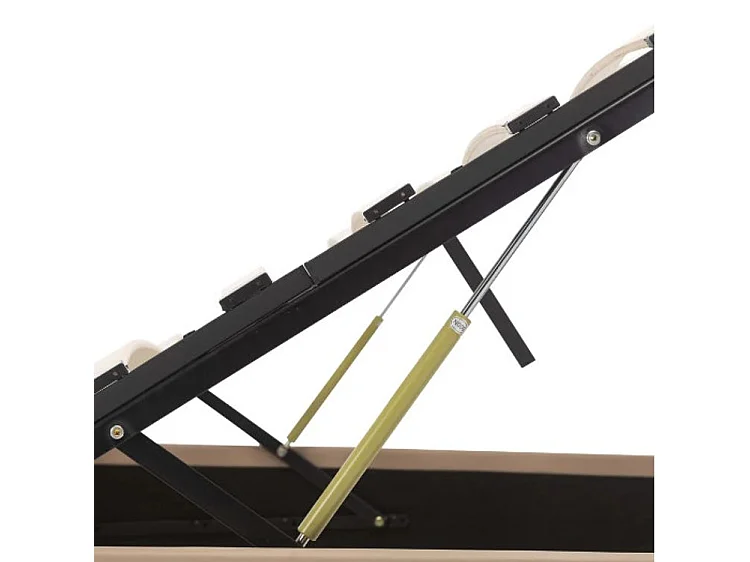 Lit coffre simili cuir beige Rundi 180x200