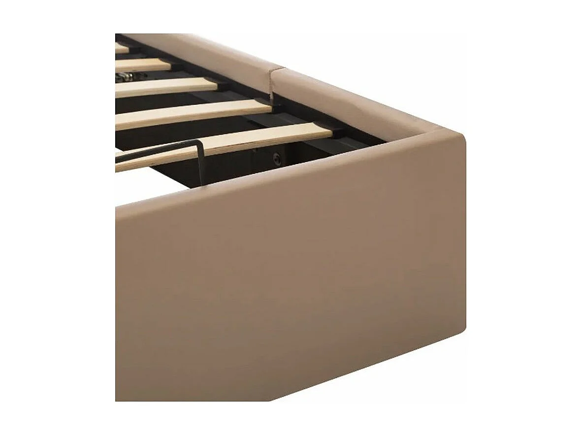 Lit coffre simili cuir beige Rundi 180x200