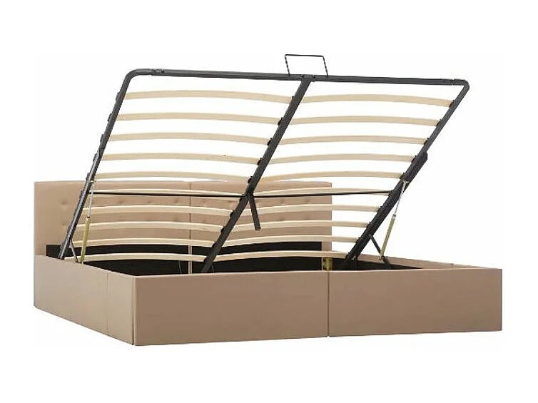 Lit coffre simili cuir beige Rundi 180x200