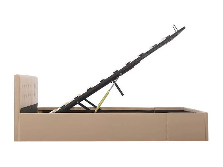 Lit coffre simili cuir beige Rundi 180x200