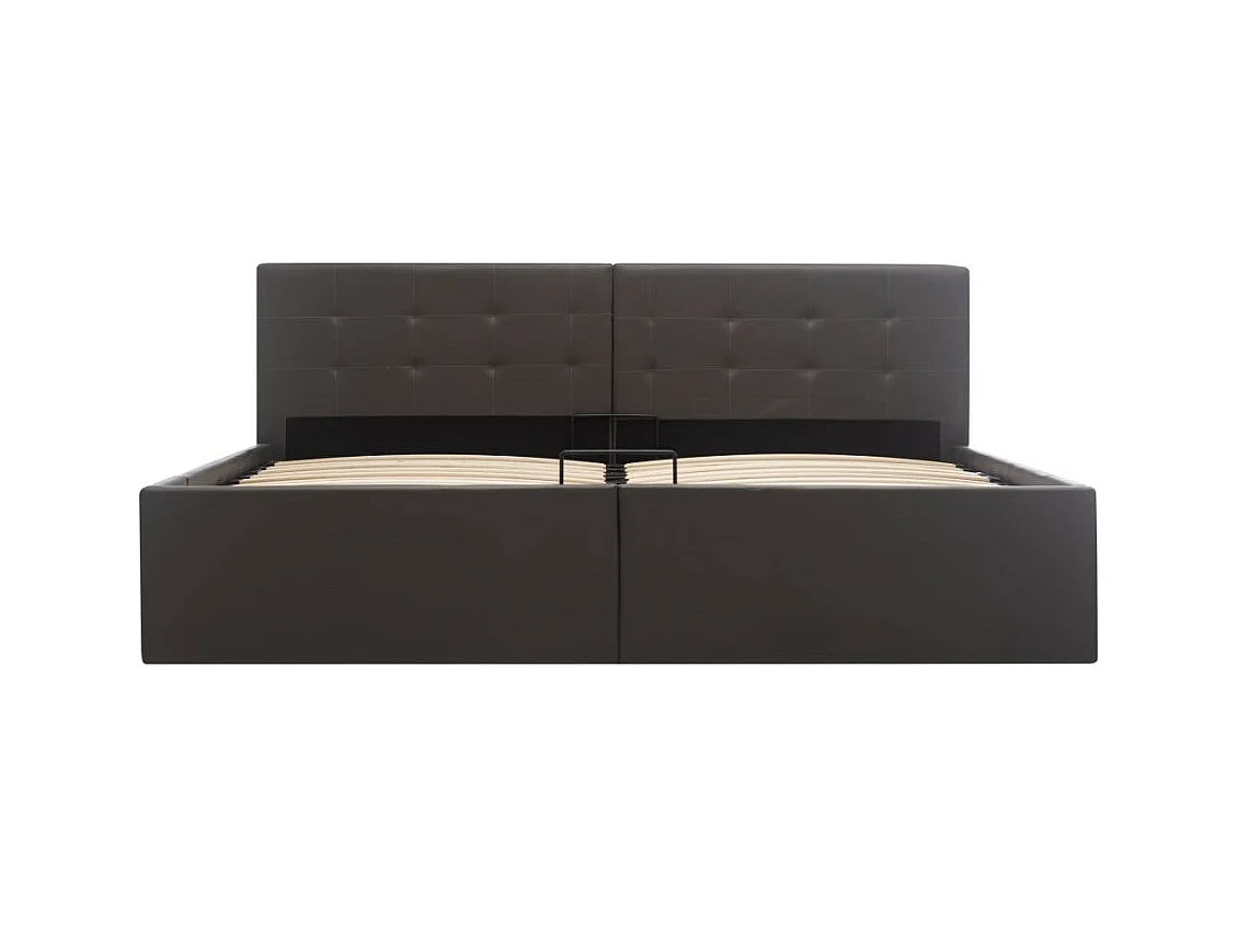 Lit coffre 180x200 simili cuir gris foncé capitonné Rundi