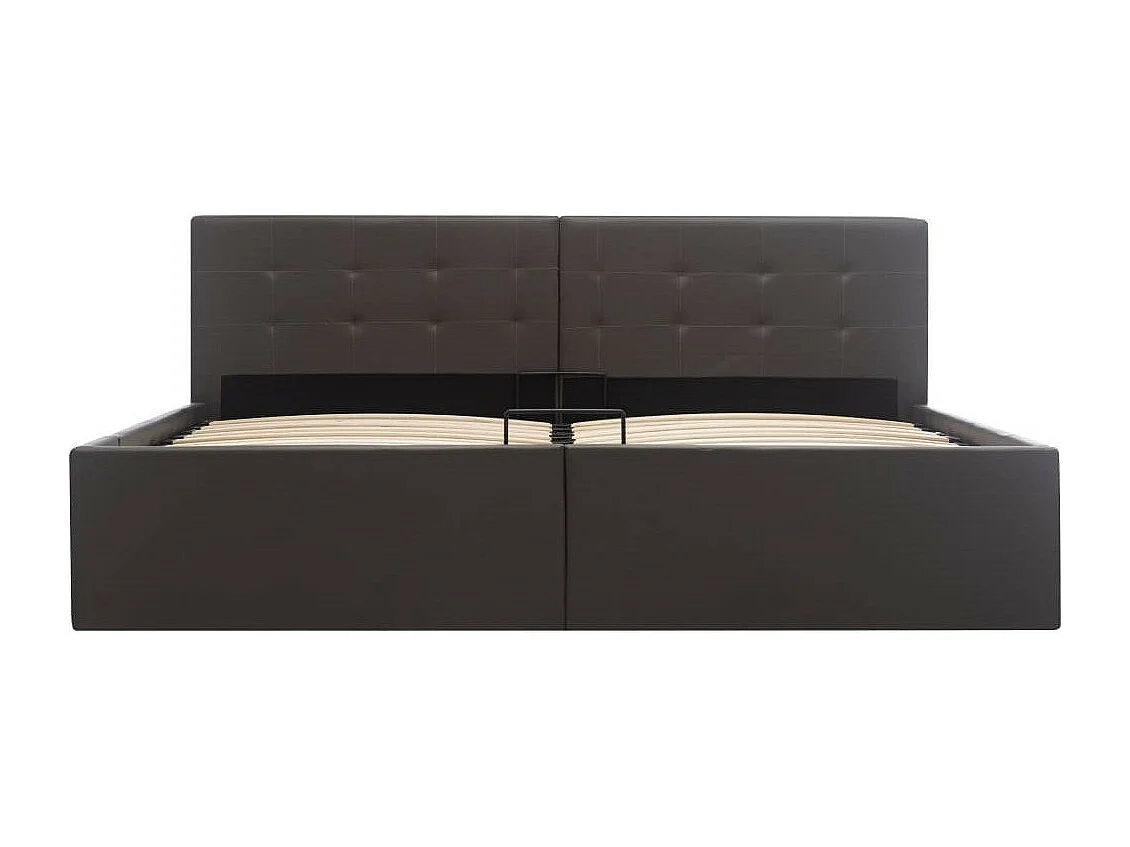 Lit coffre 180x200 simili cuir gris foncé capitonné Rundi