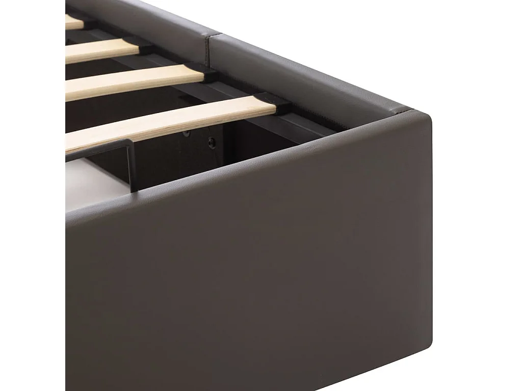 Lit coffre 180x200 simili cuir gris foncé capitonné Rundi