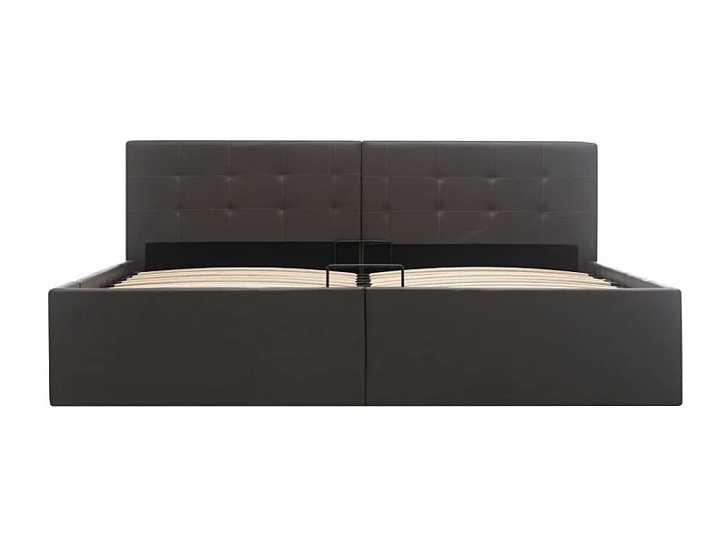 Lit coffre 160x200 simili cuir gris foncé capitonné Rundi