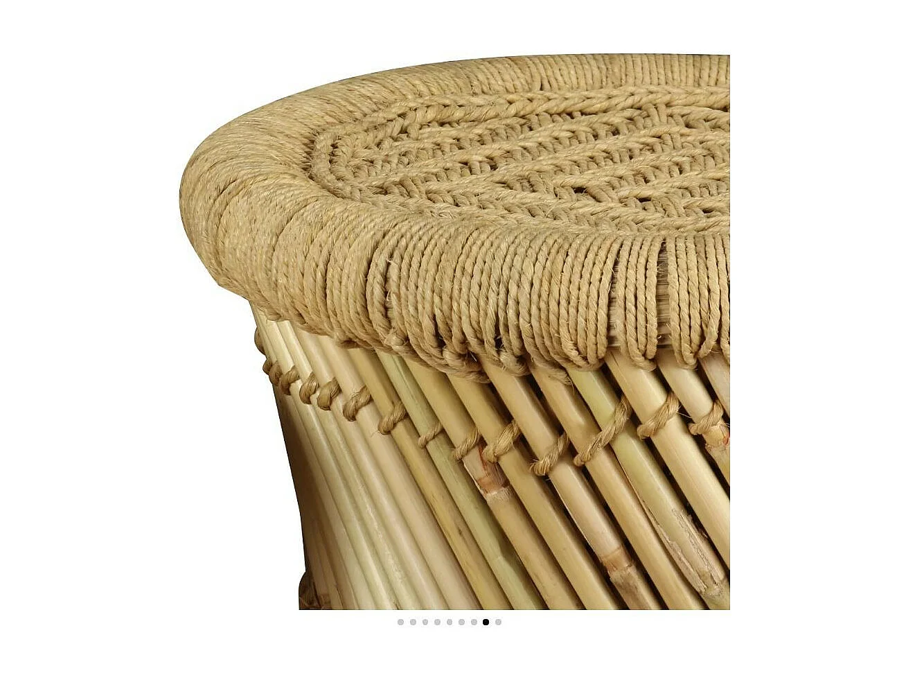 Tabouret bas rond bambou et jute Kaidi - Lot de 2