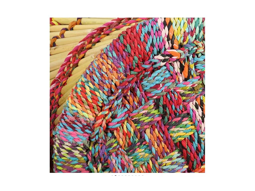 Tabouret bas rond bambou multicolore Indika - Lot de 2