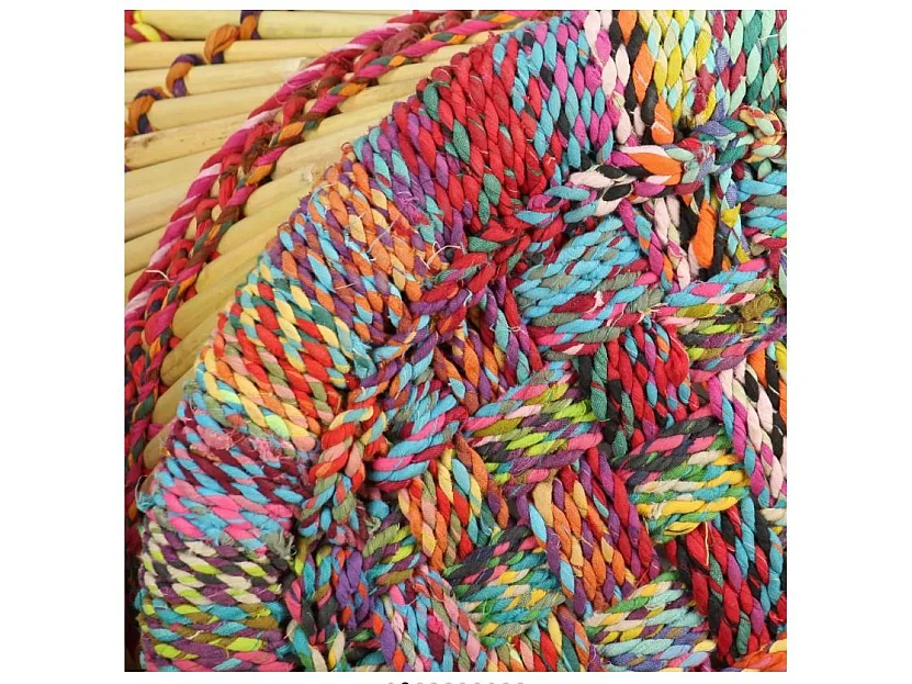 Tabouret bas rond bambou multicolore Indika - Lot de 2