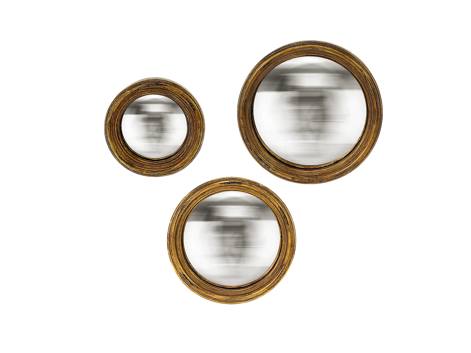 Lot de 3 petits miroirs convexes dorés 9, 11 et 13cm