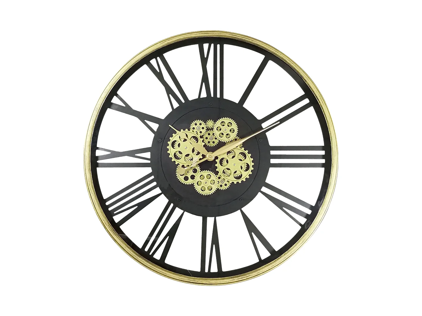 Horloge mécanismes sans fond noir doré 80cm