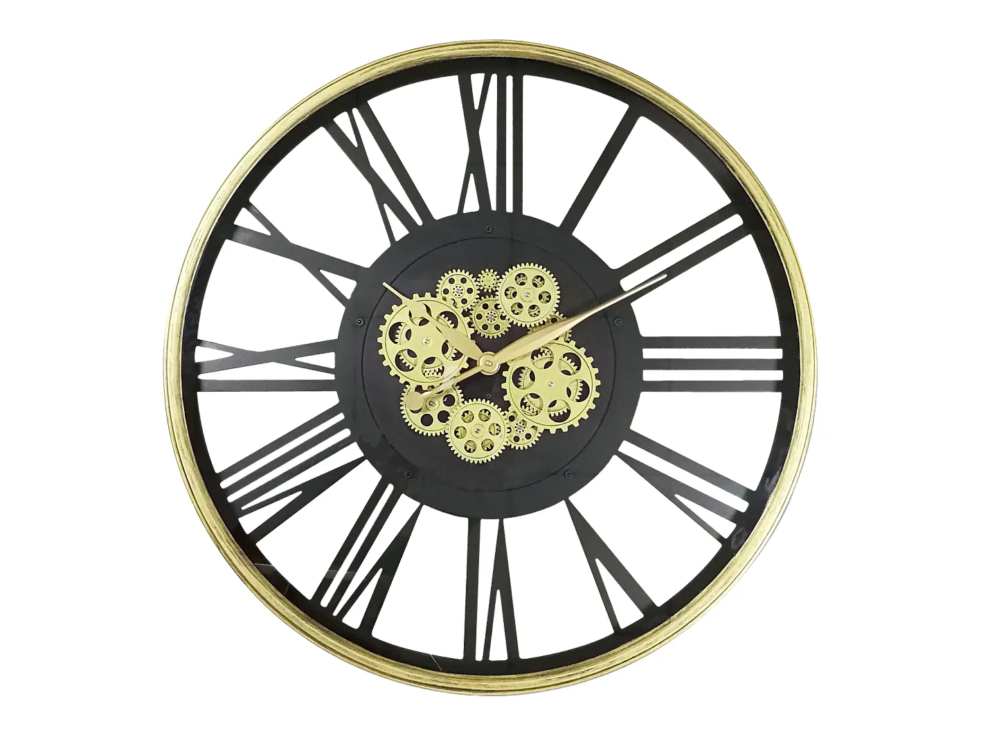 Horloge mécanismes sans fond noir doré 80cm
