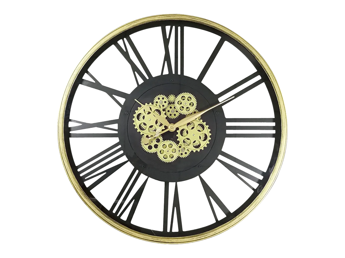 Horloge mécanismes sans fond noir doré 80cm