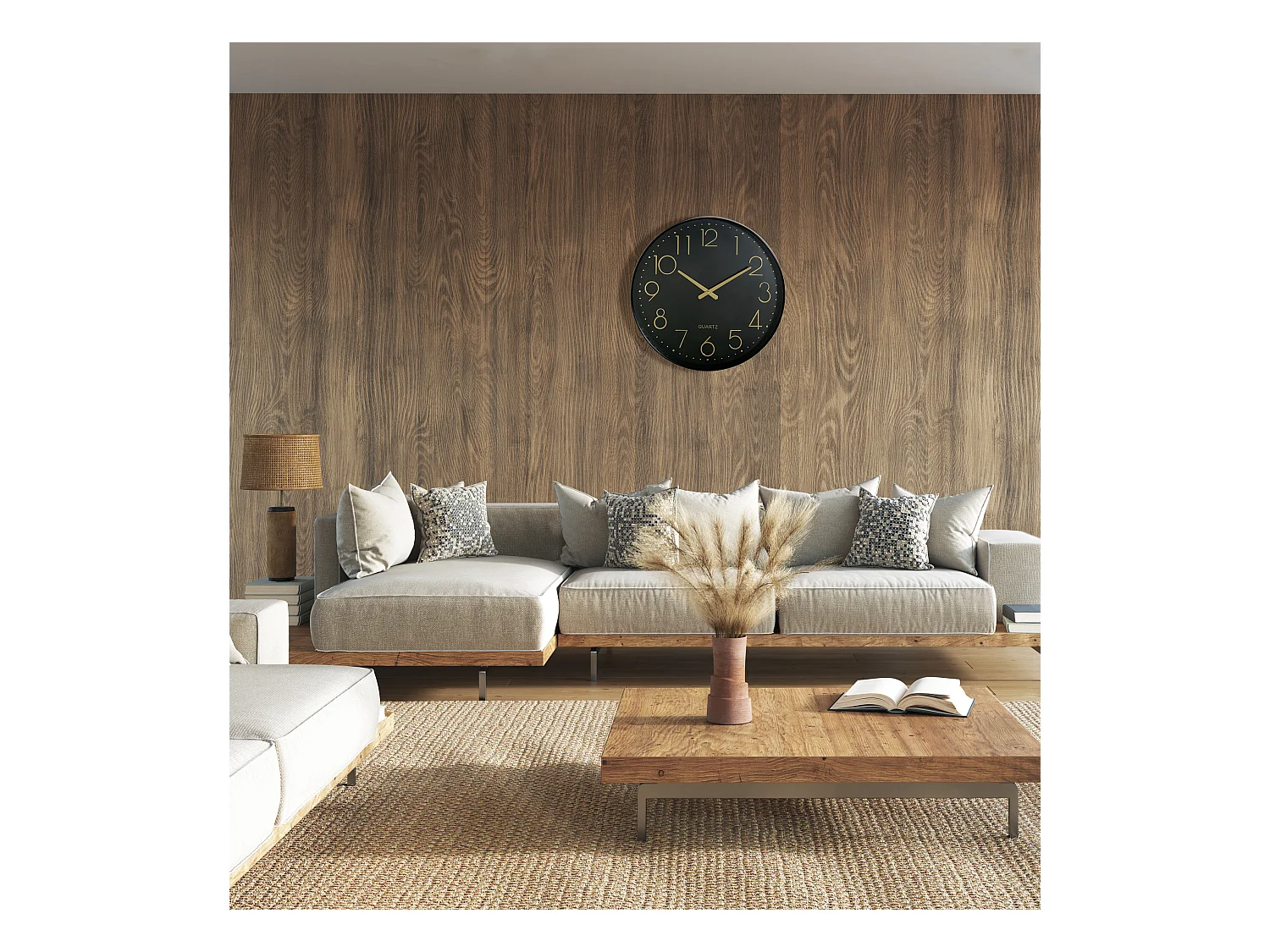 Horloge color block noir 50.9cm