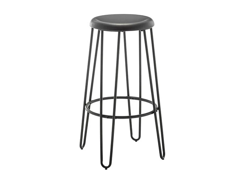Tabouret haut style industriel – Métal noir mat – Pieds épingle