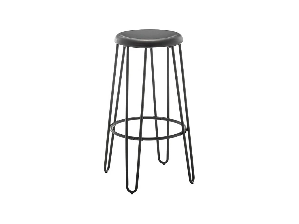 Tabouret haut style industriel – Métal noir mat – Pieds épingle