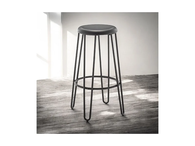 Lot de 4 tabourets hauts style industriel – Métal noir mat – Pieds épingle