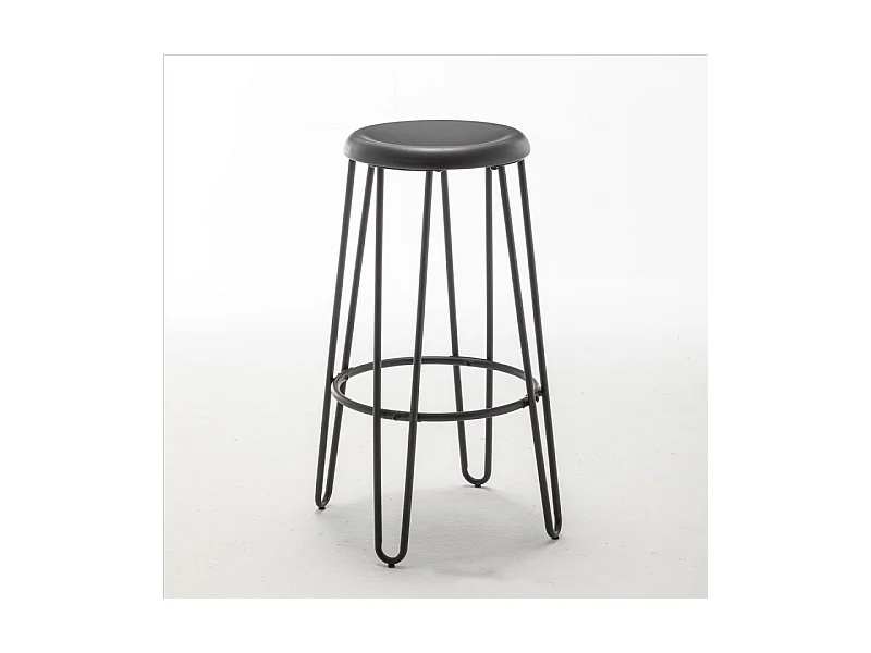 Lot de 4 tabourets hauts style industriel – Métal noir mat – Pieds épingle