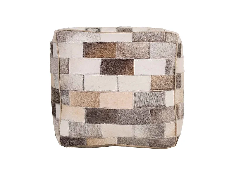 Brauner Lederpouf, 44x44x44H cm