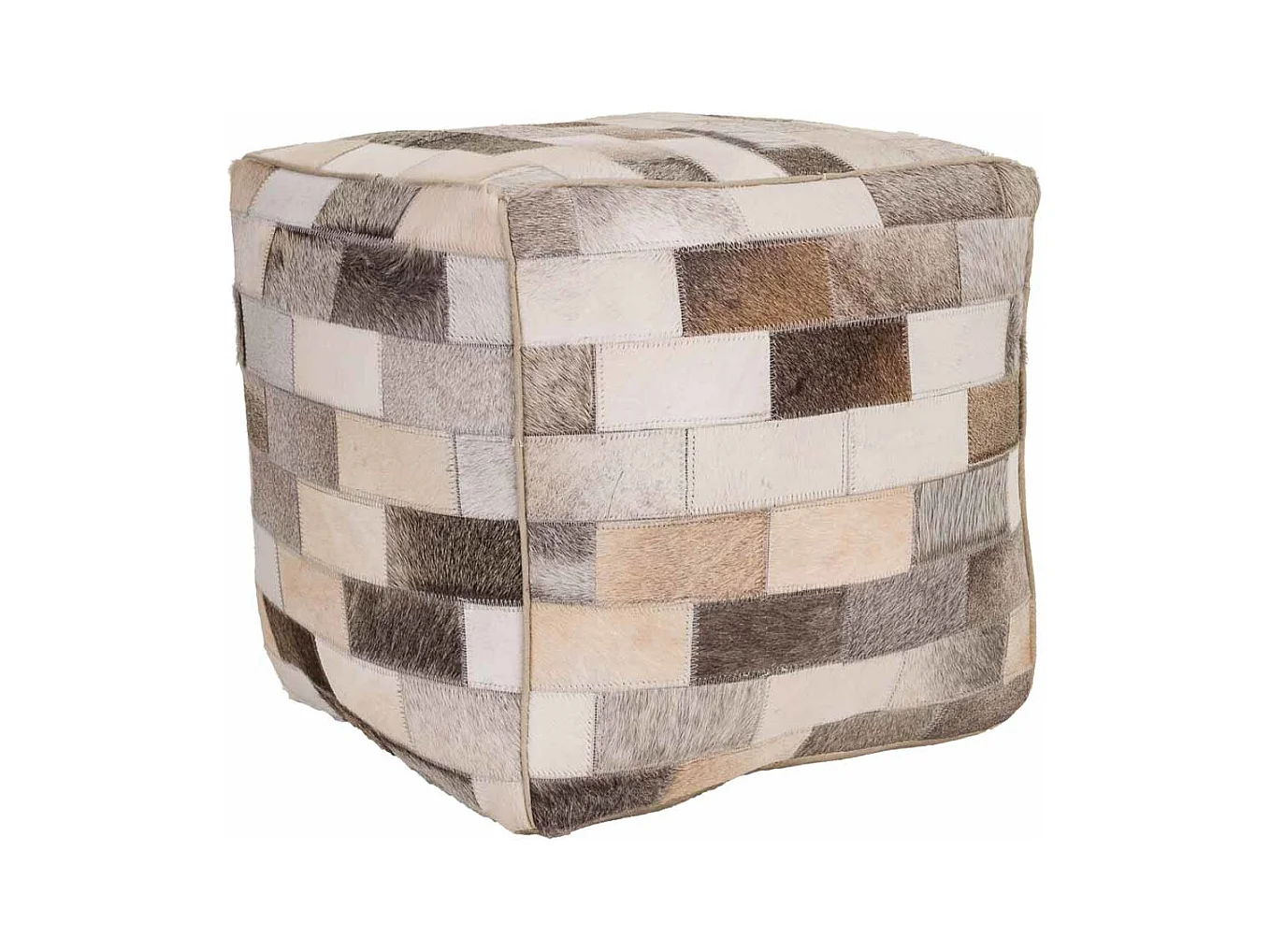 Puff de piel marrón 44x44x44 cm