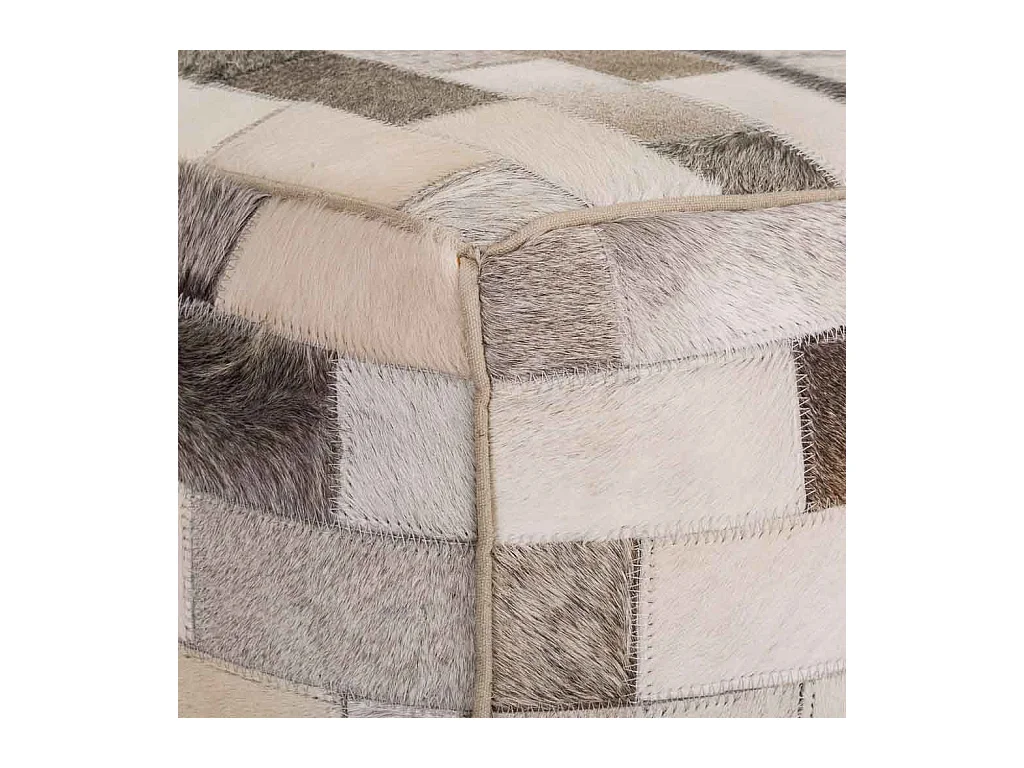 Puff de piel marrón 44x44x44 cm