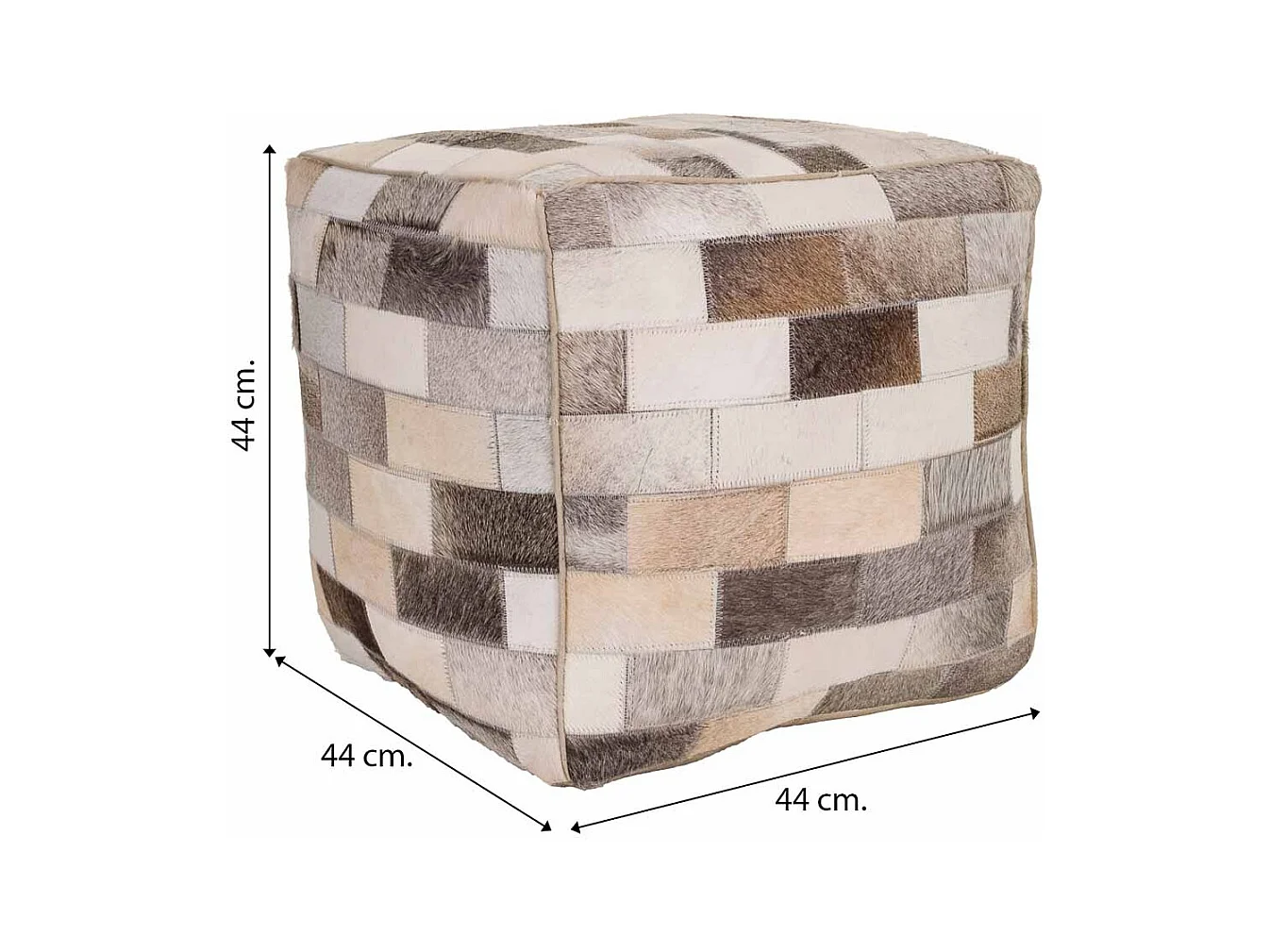 Puff de piel marrón 44x44x44 cm