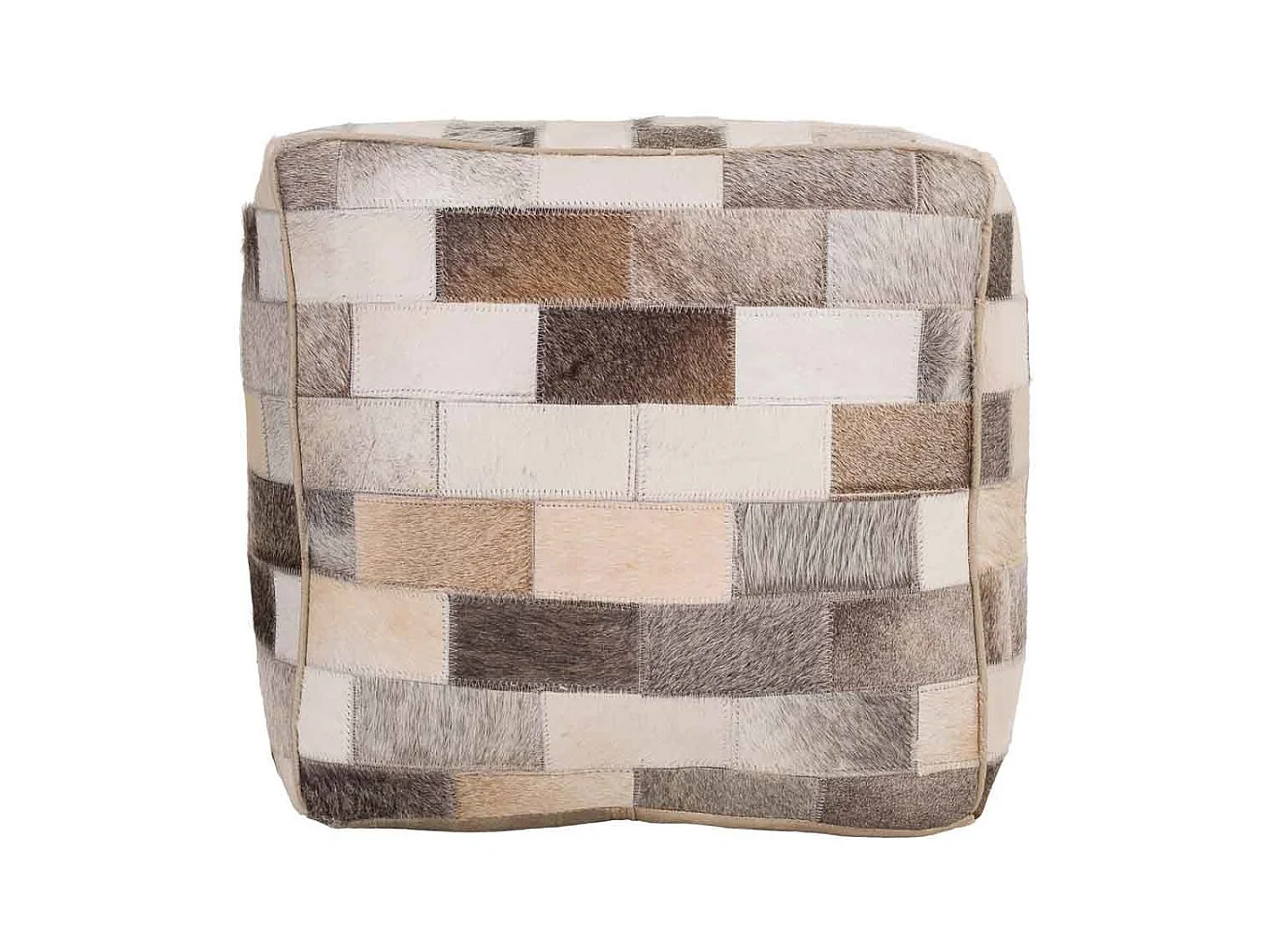 Pouf en cuir marron 44x44x44h cm