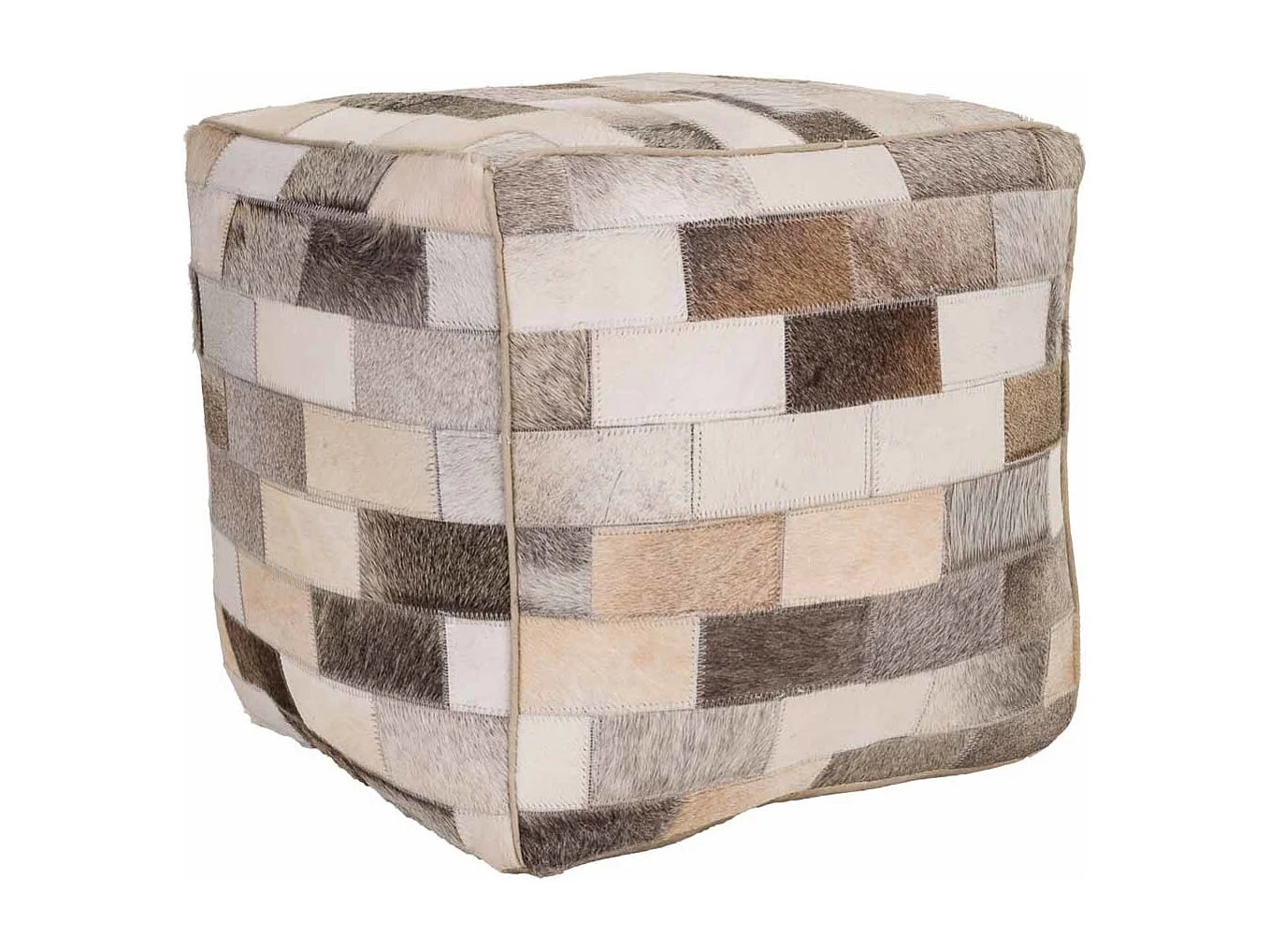 Pouf in pelle marrone 44x44x44h cm